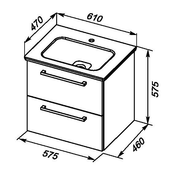 Тумба подвесная с раковиной Dreja Gio 60 см 77.0101W, белый - фото 2