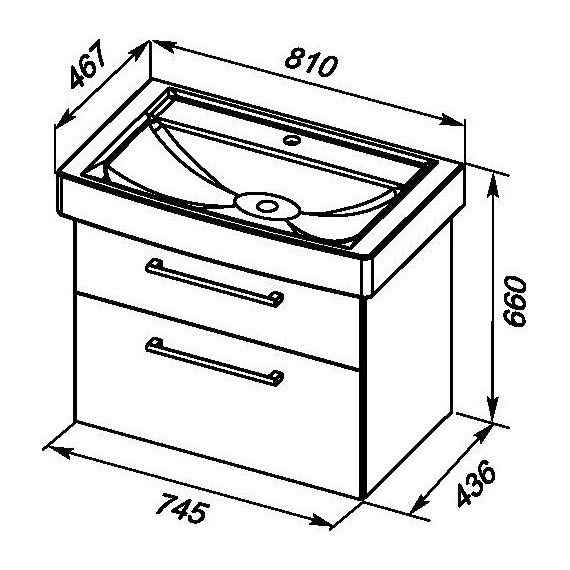 Тумба подвесная с раковиной Dreja Q Max 80 см 77.0007W, белый - фото 2