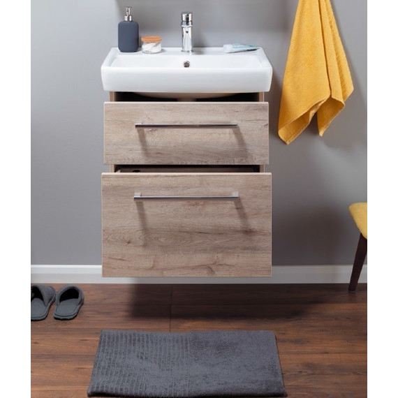 Тумба подвесная с раковиной Dreja Q Max 80 см 77.0008D, дуб кантри - фото 5