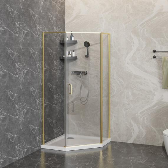 Душевое ограждение Azario SAKURA 100х100 см AZ-21C-100-BGL-CL, золото брашированное/прозрачное - фото 3