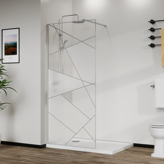 Душевая перегородка Azario Walk-in 110 см AZ-271-110-CH-CGP (стекло 8 мм) хром/узор - фото 8