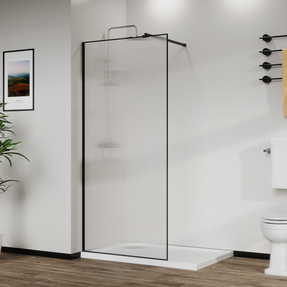 Душевая перегородка Azario Walk-in 90 см AZ-271-90-MВ-CRF (стекло 8 мм) чёрный матовый/рифленое - фото 7