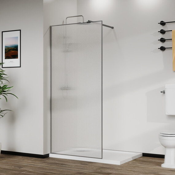 Душевая перегородка Azario Walk-in 90 см AZ-271-90-MGR-CRF (стекло 8 мм) графит матовый/рифленое - фото 7