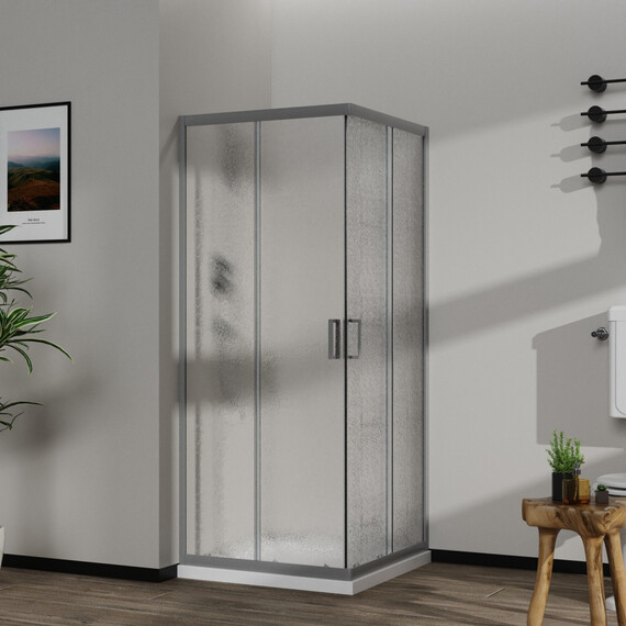 Душевое ограждение Azario PARIS 100х100 см AZ-R06-100-MGR-CHC, графит матовый/стекло "Шиншилла" - фото 2