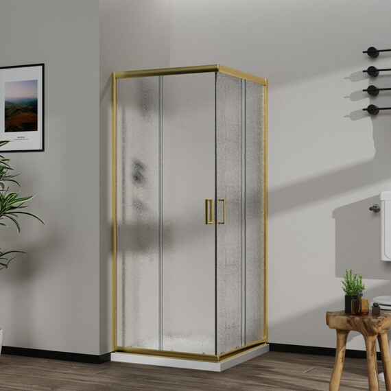 Душевое ограждение Azario PARIS 90х90 см AZ-R06-90-BGL-CHC, золото брашированное/стекло "Шиншилла" - фото 2