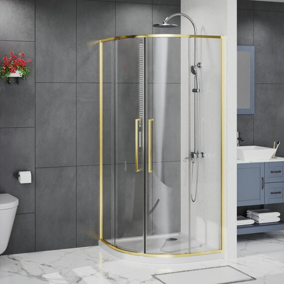 Душевое ограждение Azario SHANGHAI 100x100 см AZ-S43-100-BGL-CL, золото брашированное/прозрачное - фото 2