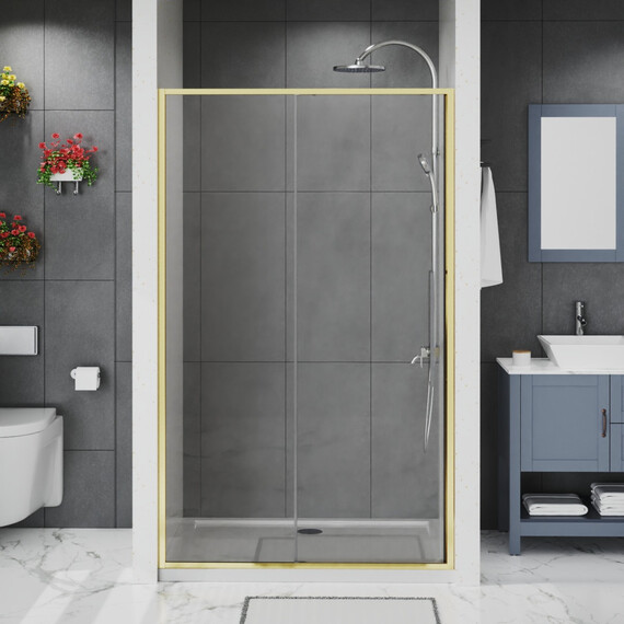 Душевая дверь Azario SHANGHAI 140 см AZ-Y43-140-BGL-CL, золото брашированное/прозрачное - фото 2