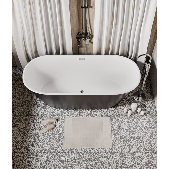 Ванна отдельностоящая Grossman Forta 170x75 см GR-1503MB, чёрный/белый матовый - фото 4