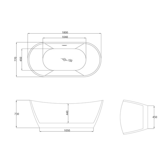Ванна отдельностоящая Grossman Galaxy 180x77 см GR-2103 - фото 7