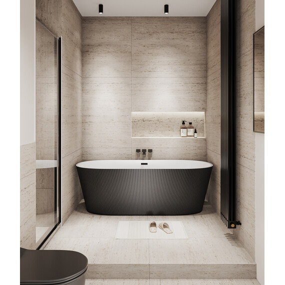 Ванна отдельностоящая Grossman Forta 172x77 см GR-27021MB, чёрный/белый матовый - фото 4