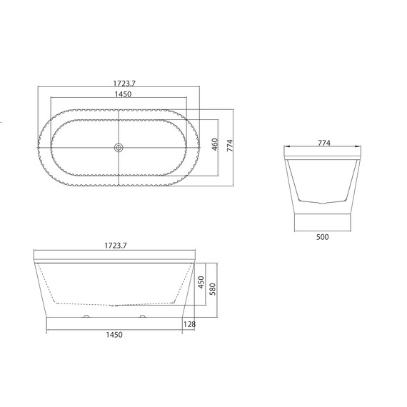 Ванна отдельностоящая Grossman Forta 172x77 см GR-27021 - фото 7