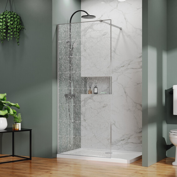 Душевая перегородка Azario Walk-in 100 см AZ-275-100-MGR-CBR (стекло 13 мм) графит матовый/"Битое стекло" - фото 2