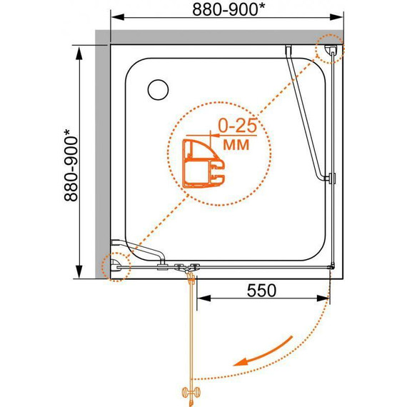 Душевое ограждение Cezares 90х90 см VERONA-W-A-1-90-C-Cr, хром/прозрачное - фото 5