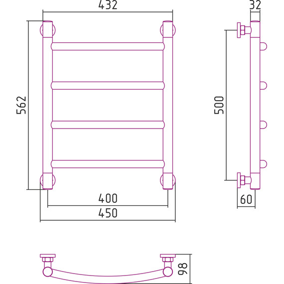 Полотенцесушитель водяной Сунержа Галант+ П4 500х400 мм 00-0200-5040 - фото, картинка 6 Полотенцесушитель водяной Сунержа Галант+ П4 500х400 мм 00-0200-5040 - фото 6