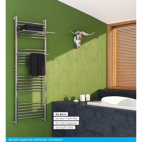 Полотенцесушитель водяной Сунержа Богема+ П24 1500x500 мм (прямая перемычка) 00-0220-1550 - фото 4