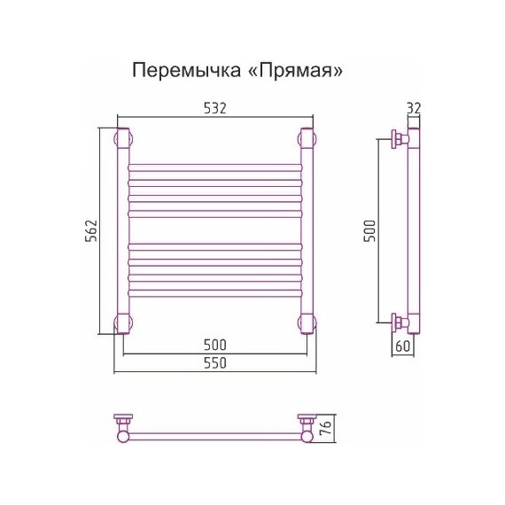 Полотенцесушитель водяной Сунержа Богема+ П8 500x500 мм (прямая перемычка) 00-0220-5050 - фото 6
