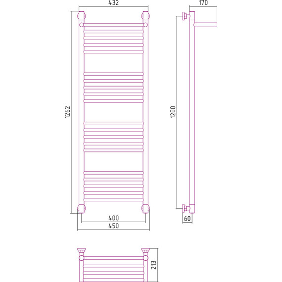 Полотенцесушитель водяной Сунержа Богема с полкой+ П20 1200х400 мм 00-0223-1240 - фото, картинка 6 Полотенцесушитель водяной Сунержа Богема с полкой+ П20 1200х400 мм 00-0223-1240 - фото 6