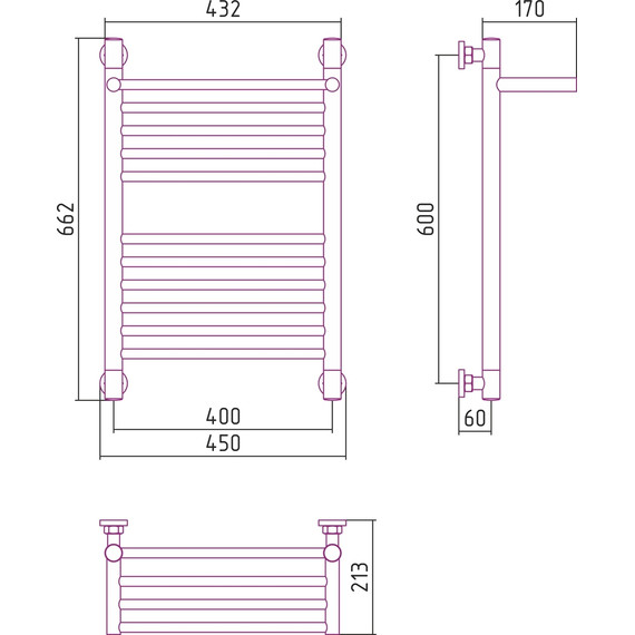 Полотенцесушитель водяной Сунержа Богема с полкой+ П11 600х400 мм 00-0223-6040 - фото, картинка 6 Полотенцесушитель водяной Сунержа Богема с полкой+ П11 600х400 мм 00-0223-6040 - фото 6