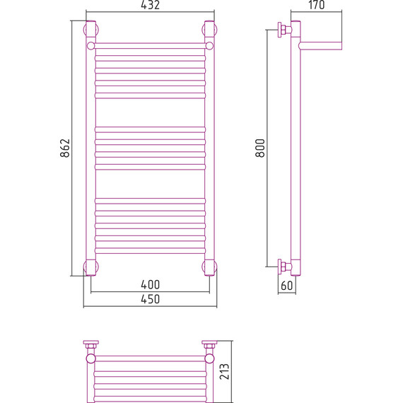 Полотенцесушитель водяной Сунержа Богема с полкой+ П14 800х400 мм 00-0223-8040 - фото 6