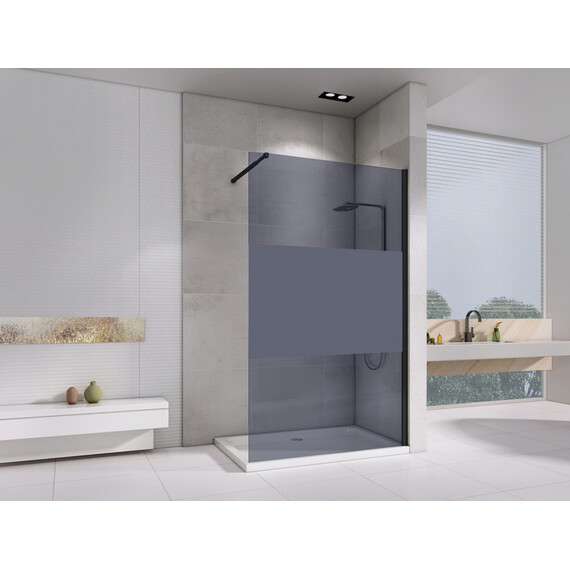 Душевая перегородка Abber Immer Offen 100 см AG69100BT с кронштейном, черный/тонированное - фото 2