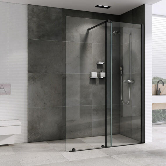 Душевая перегородка Abber Komfort 120 см AG09120B (стекло 8 мм) с кронштейном, чёрный/прозрачное - фото 2