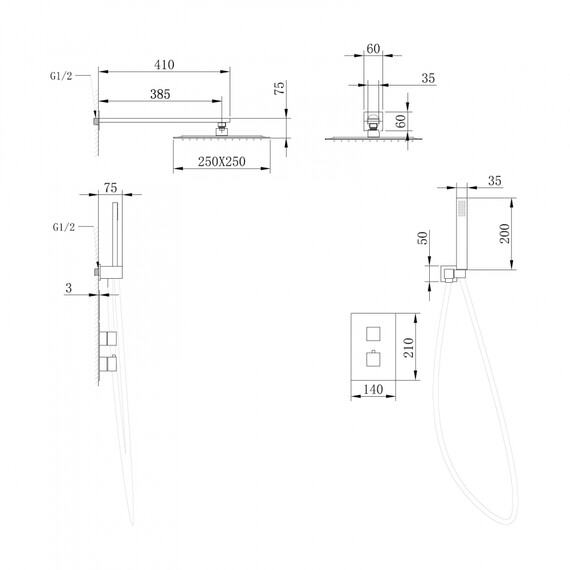 Душевая система для душа с термостатом Abber Daheim AF8251G, золото матовый - фото 2