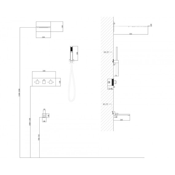 Душевая система для ванны с термостатом Abber Daheim AF8253B, чёрный матовый - фото 3