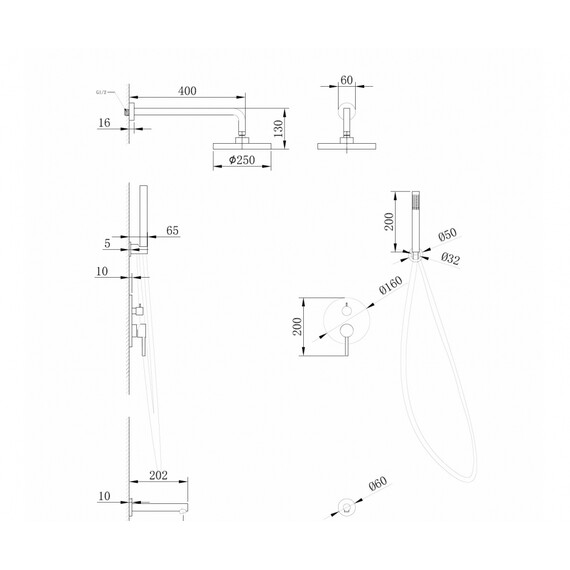 Душевая система для ванны Abber Emotion AF8817NG, никель - фото 3