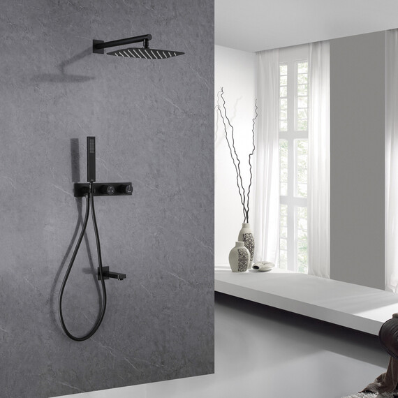 Душевая система для ванны Abber Rund AF8717B, черный матовый - фото 2