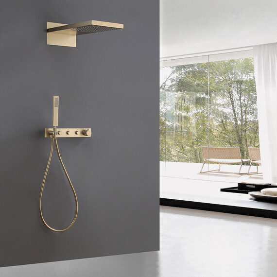 Душевая система для душа с термостатом Abber Rund AF8752G, золото матовый - фото 2