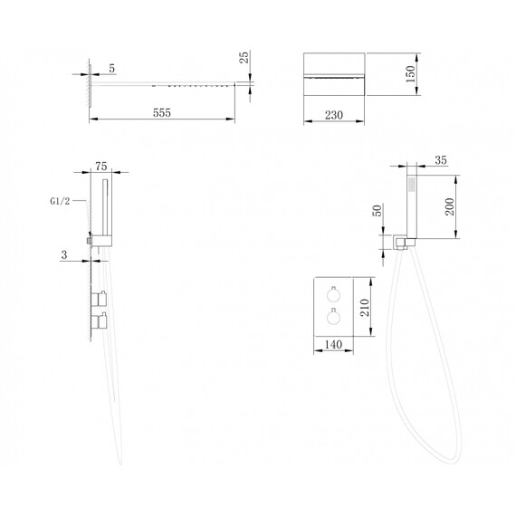 Душевая система для душа с термостатом Abber Weiss Insel AF8052W, белый - фото 3