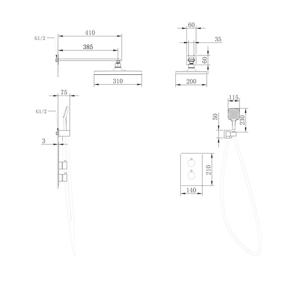 Душевая система для душа с термостатом Abber Weiss Insel AF8051W, белый - фото 4