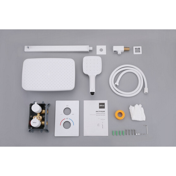 Душевая система для душа с термостатом Abber Weiss Insel AF8051W, белый - фото 3