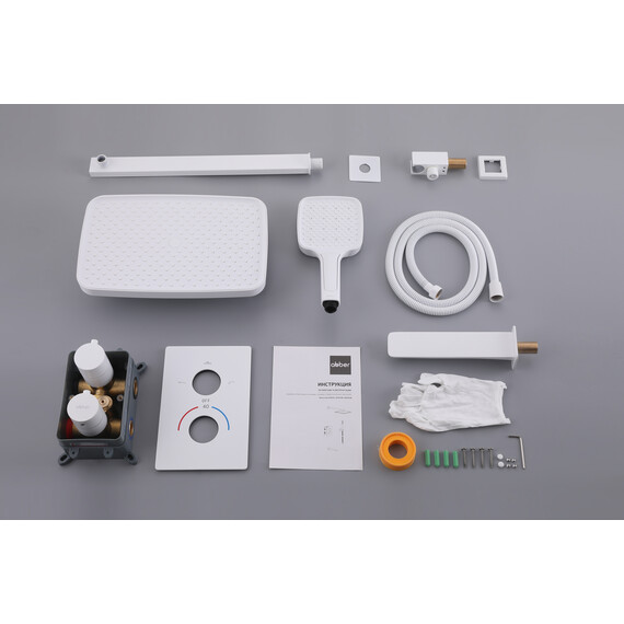 Душевая система для ванны с термостатом Abber Weiss Insel AF8050W, белый - фото 3