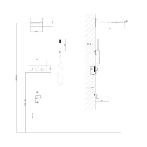 Душевая система для ванны с термостатом Abber Daheim AF8253 - фото 3