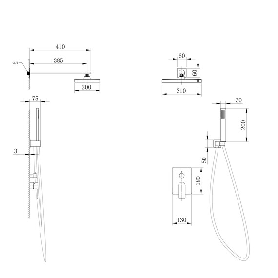 Душевая система для душа Abber Weiss Insel AF8018FW, белый матовый - фото 3