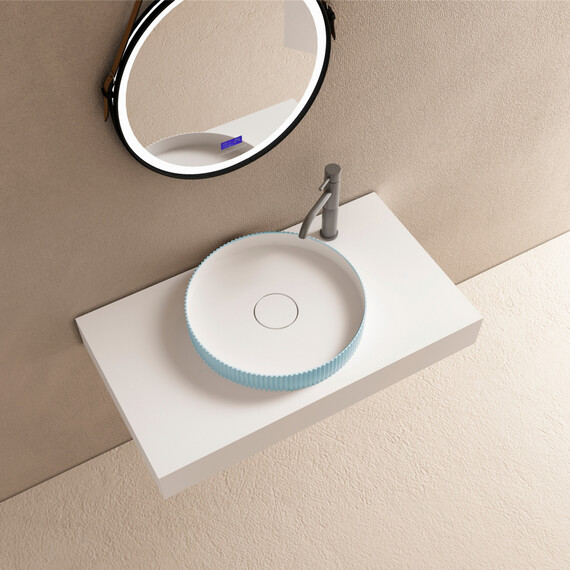 Раковина-чаша Abber Stein 40 см AS2604Blau, голубой - фото 2