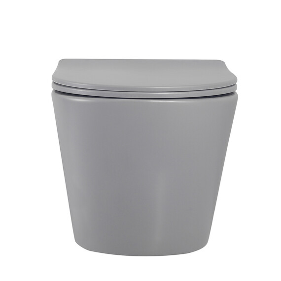 Унитаз подвесной безободковый Abber Bequem AC1102MG с крышкой микролифт, серый матовый, Цвет производителя: серый - фото 5