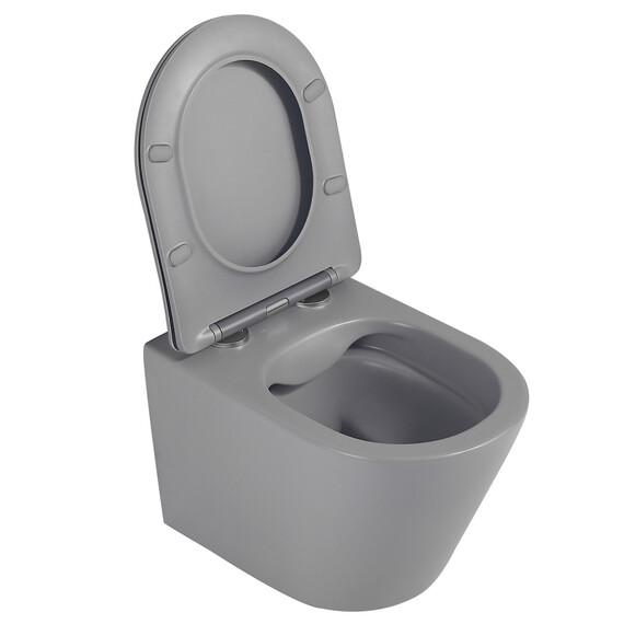 Унитаз подвесной безободковый Abber Bequem AC1102MG с крышкой микролифт, серый матовый, Цвет производителя: серый - фото 7