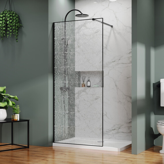 Душевая перегородка Azario Walk-in 100 см AZ-275-100-MВ-CBR (стекло 13 мм) чёрный матовый/"Битое стекло" - фото 3