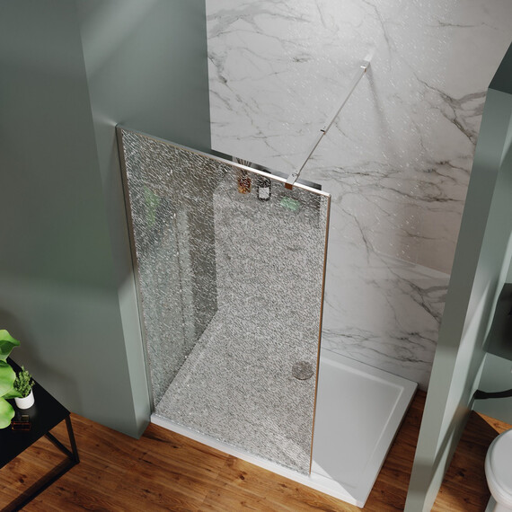 Душевая перегородка Azario Walk-in 90 см AZ-275-90-CH-CBR (стекло 13 мм) хром/"Битое стекло" - фото 6