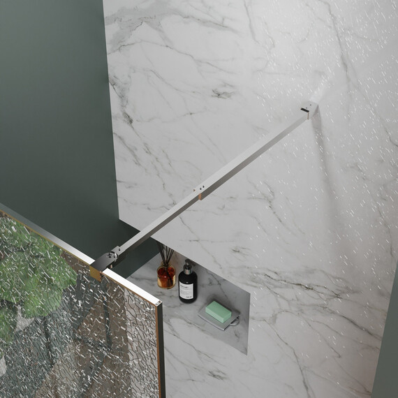 Душевая перегородка Azario Walk-in 90 см AZ-275-90-MGR-CBR (стекло 13 мм) графит матовый/"Битое стекло" - фото 6