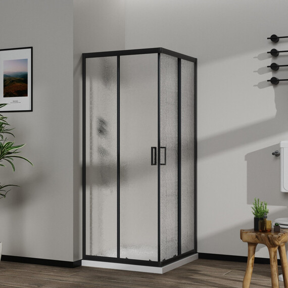 Душевое ограждение Azario PARIS 100х100 см AZ-R06-100-MB-CHC, чёрный матовый/стекло "Шиншилла" - фото 2