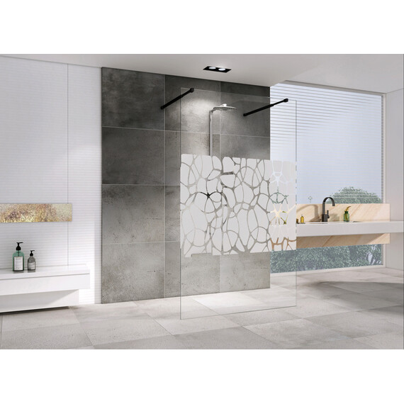 Душевая перегородка Abber Immer Offen 100 см AG68100BF8 (стекло 8 мм) с кронштейном, черный/узор - фото 2