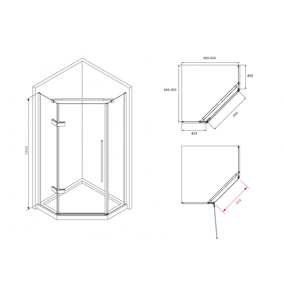 Душевое ограждение Abber Ewiges Wasser 90х90 см AG05090M, хром/матовое - фото 7