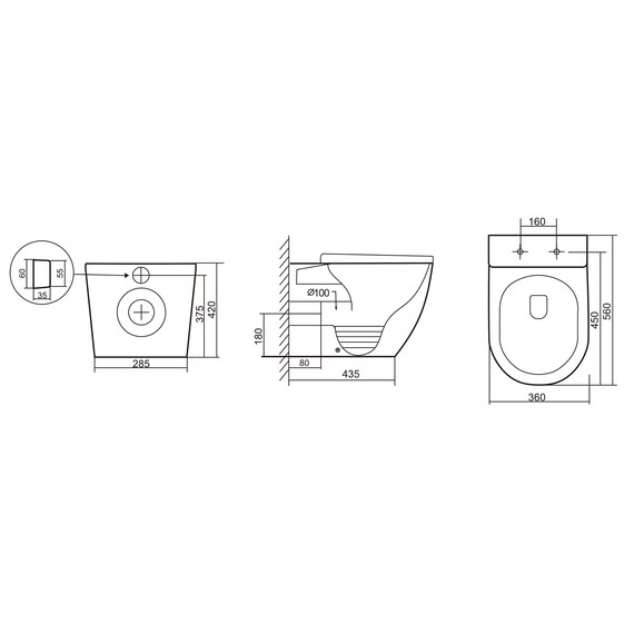 Унитаз приставной безободковый Abber Bequem AC1111 с крышкой микролифт (выпуск горизонтальный) - фото 22
