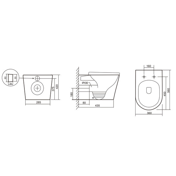 Унитаз приставной безободковый Abber Bequem AC1113 с крышкой микролифт (выпуск горизонтальный) - фото 22