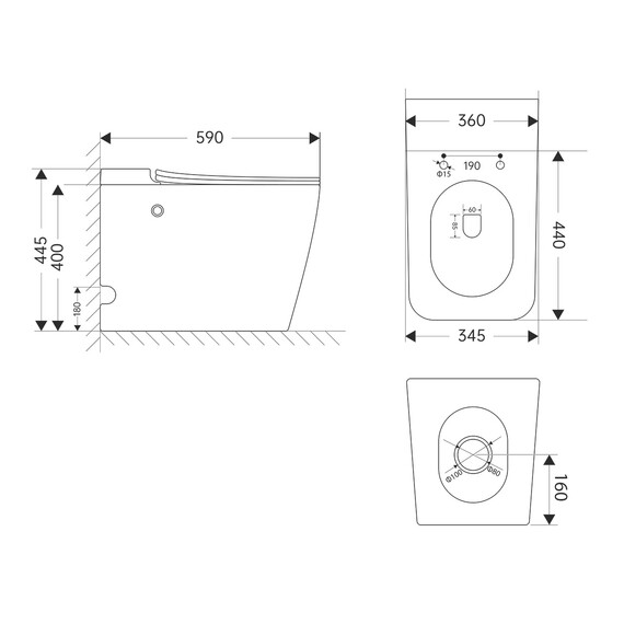 Унитаз приставной безободковый импульсный Abber Rechteck AC1213P с крышкой микролифт (выпуск горизонтальный) - фото 21