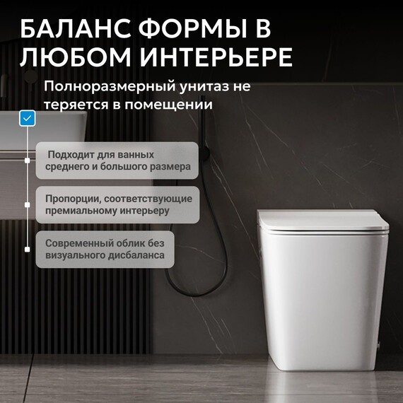 Унитаз приставной безободковый импульсный Abber Rechteck AC1213P с крышкой микролифт (выпуск горизонтальный) - фото 7