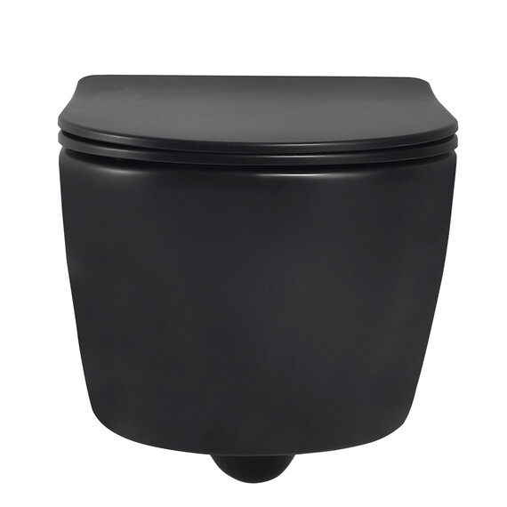 Унитаз подвесной безободковый Abber Bequem AC1104MB с крышкой микролифт, черный матовый, Цвет производителя: чёрный матовый - фото 15